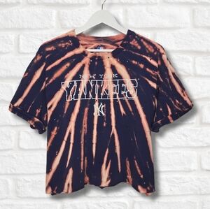 New York Yankees Kids Tie-Dye T-Shirt - Orange and Blue